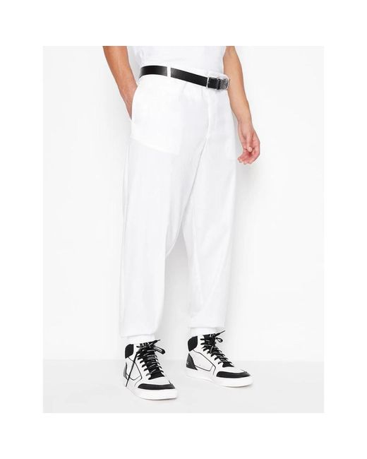 ARMANI EXCHANGE White Slim-Fit Trousers for men