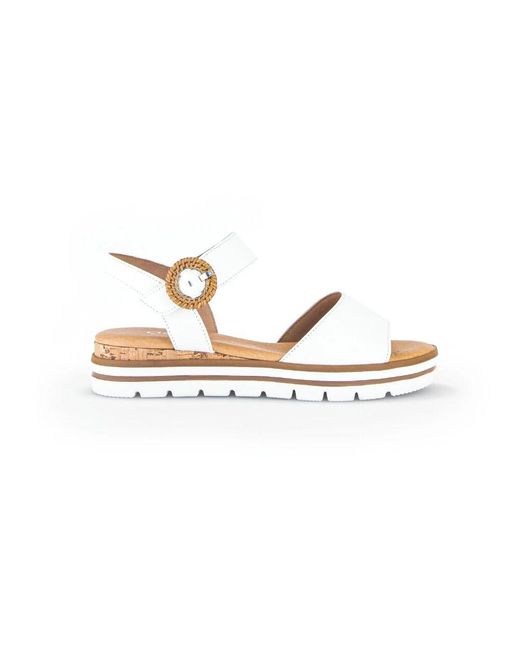 Gabor Metallic Weiße leder komfort sandalen
