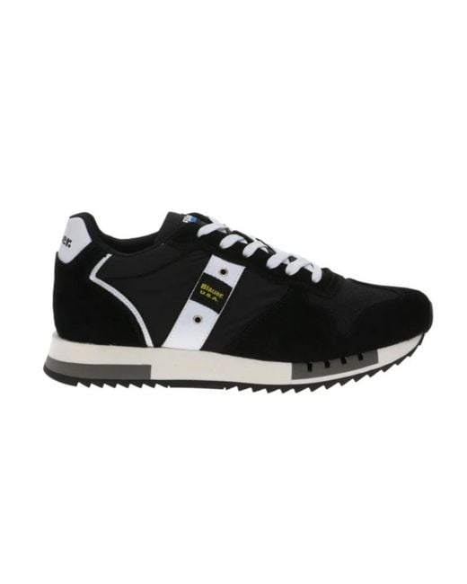 Blauer Wildleder Mesh Laufschuhe in Black für Herren
