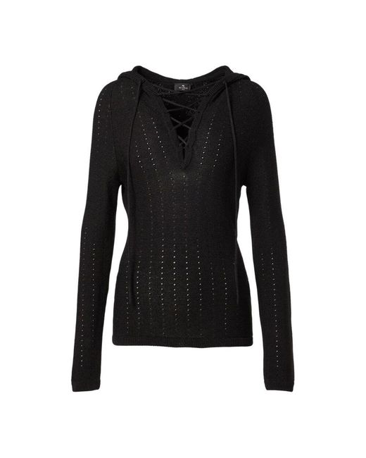 Etro Black Schwarzer Kapuzenpullover Langarm