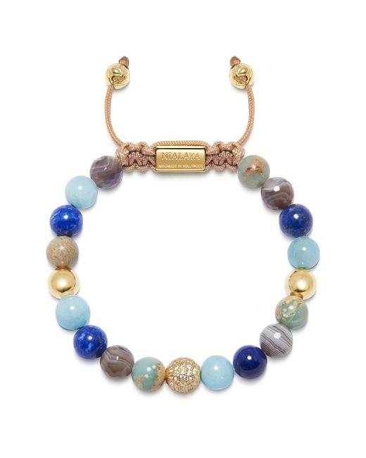 Nialaya Blue `s beaded bracelet with aquamarine, lapis, opal, and botswana agate