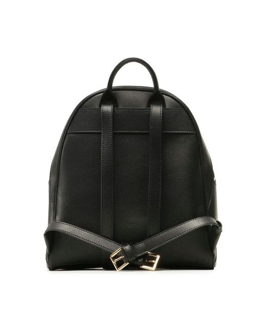 Patrizia Pepe Black Stilvoller front zip rucksack mit gold metall logo