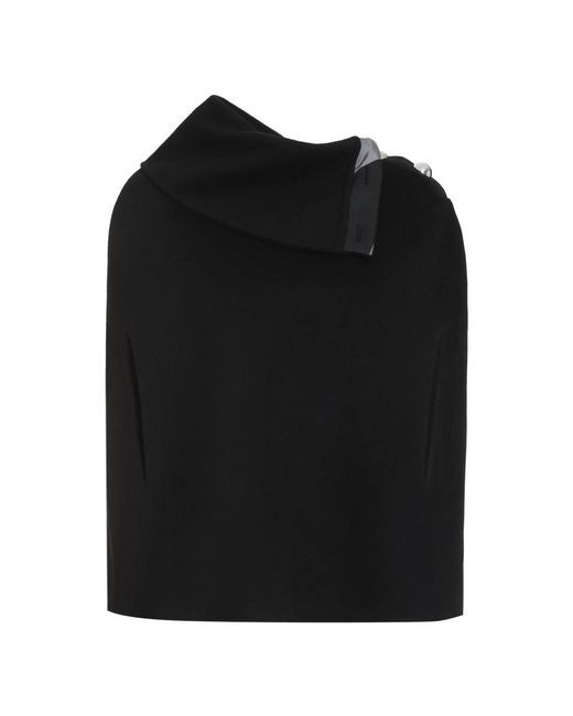 Emilio Pucci Jassen ,Zwart ,Wol Wollen Cape Van Zijdemix Met Knopen in het Black