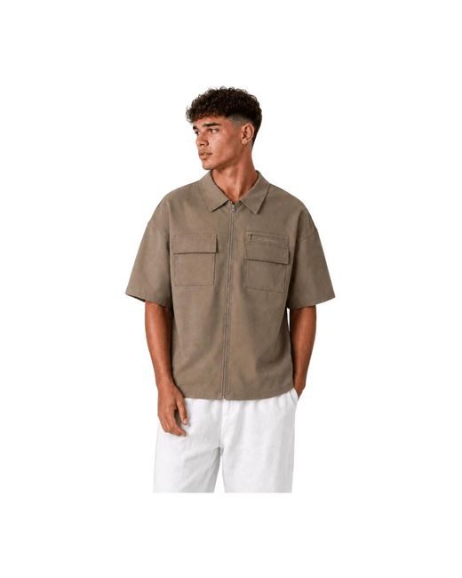 Off The Pitch Brown Short Sleeve Shirts for men