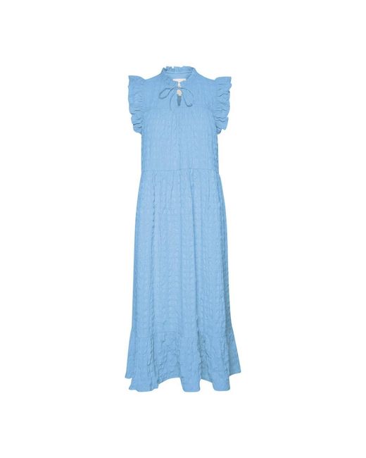 Part Two Kleedjes ,Blauw ,Vrouwelijke Jurk Met Ruchedetails in het Blue
