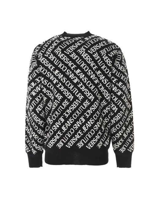 Versace Jeans Couture Black Round-Neck Knitwear for men