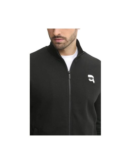 Karl Lagerfeld Hoodies & Sweatvesten ,Zwart ,Katoen Fullzip Logo Sweatshirt in het Black voor heren