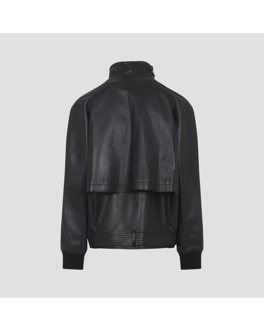 Lanvin Jassen ,Zwart ,Leer Intarsia Leren Blouson in het Black voor heren