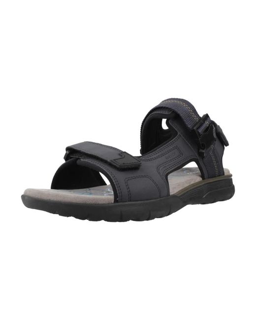 Geox Black Flat Sandals for men
