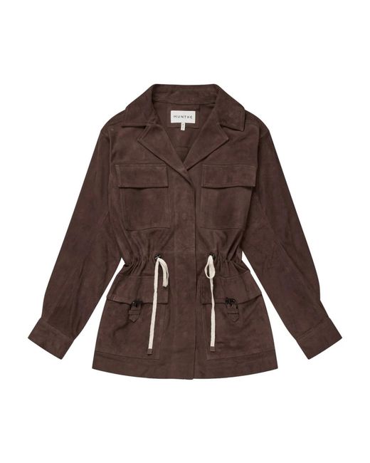 Munthe Brown Wildleder Lederjacke Mit Oversized-Taschen