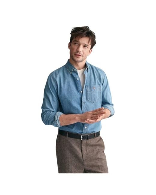 Gant Blue Denim Shirts for men
