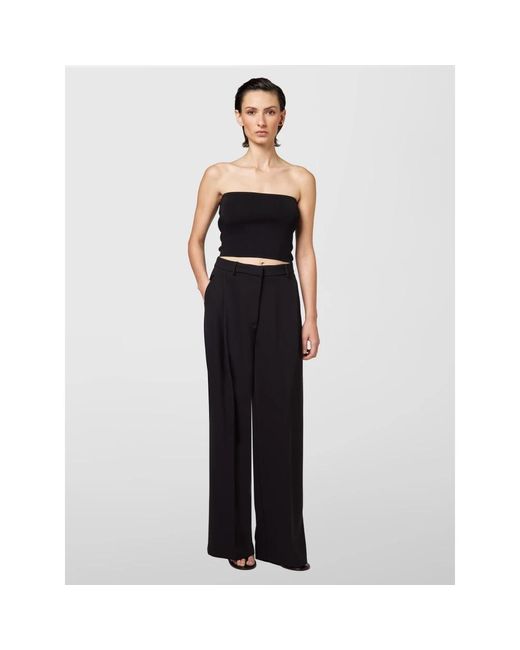 Alpha Studio Black Wide Trousers