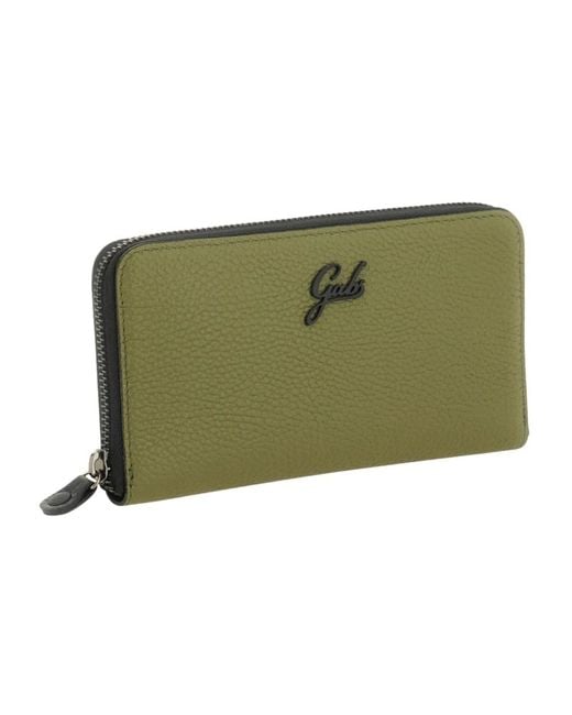 Gabs Accessoires ,Groen ,Leer Zwarte Leren Portemonnee Met Ritssluiting Kaartsleuf in het Green