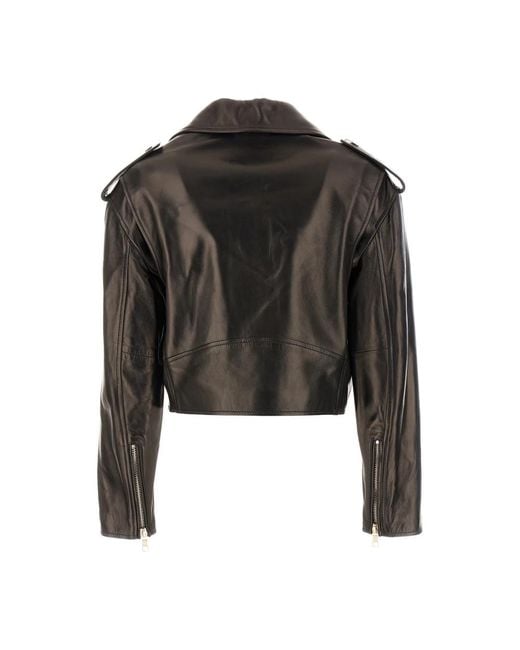Palm Angels Black Leather Jackets