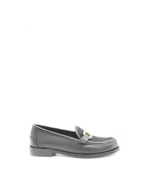 Ferragamo Zwarte Leren Mocassins Gemaakt in het Gray