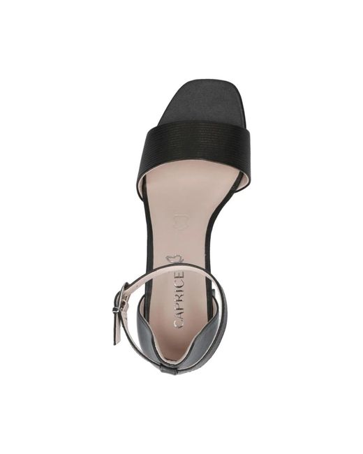 Caprice Black Elegante schwarze offene flache sandalen