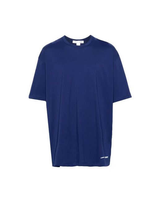 T-shirt in cotone con stampa logo in blu di Comme des Garçons in Blue da Uomo