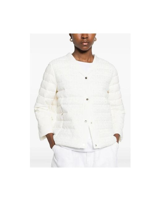 Herno Quilted Button Jacket in het White