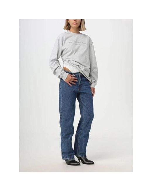 Alexander Wang Gray Graues Logo Langarmshirt