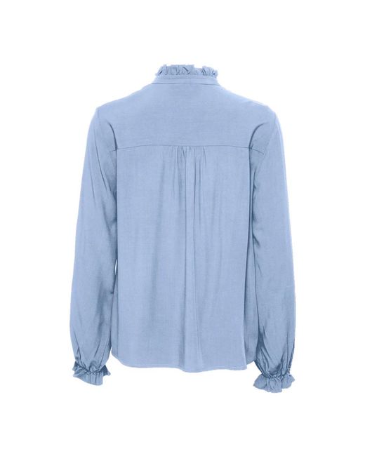 Cream Overhemden ,Blauw ,Regen Gewassen Shirt Met Pofmouwen in het Blue