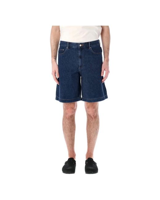 A.P.C. Blue Denim Shorts for men