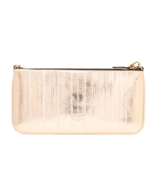 Pinko Natural Goldfarbene Schultertasche Mit Love Birds Logo