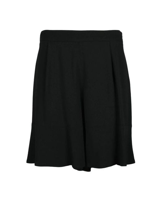 L'Autre Chose Black Voile Bermuda Shorts Mit Hoher Taille