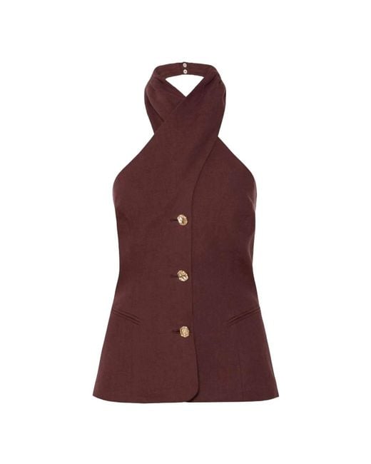 Marella Brown Sleeveless Tops
