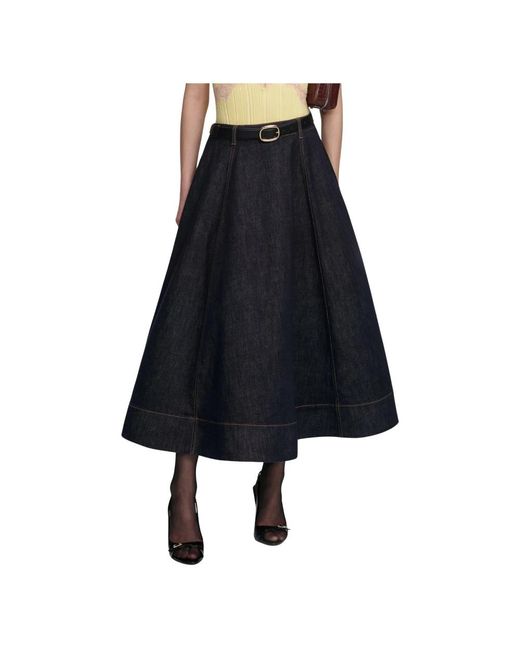 Self-Portrait Black Denim Skirts