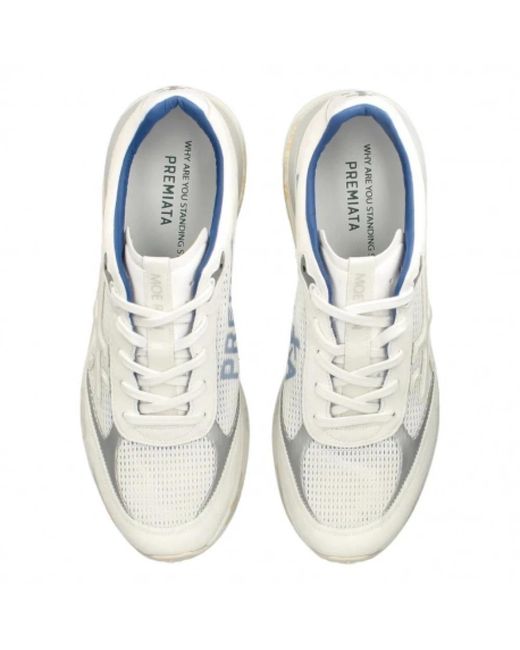 Premiata White Moerun mesh sneakers weiß blau innen