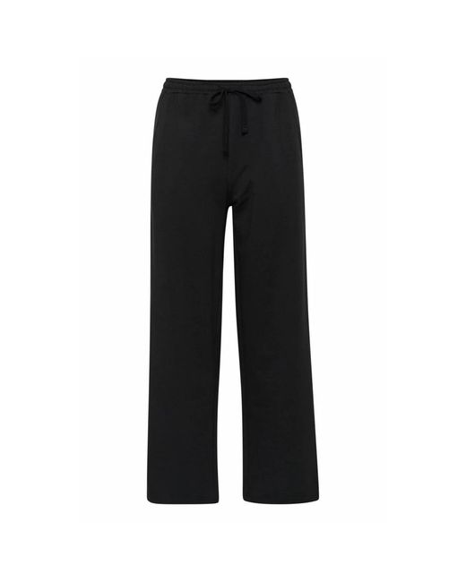 Part Two Broeken ,Zwart ,Recht Model Broek Met Elastische Tailleband in het Black