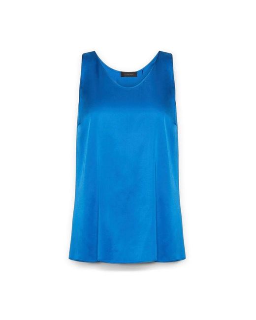 Elena Miro Blue Top V-Ausschnitt Aus Stretch-Viskose