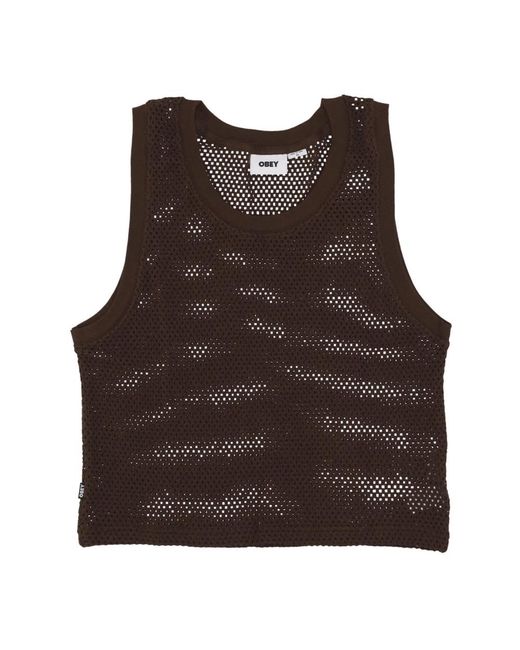Obey Tops ,Bruin ,Katoen Mesh Tank Top in het Brown