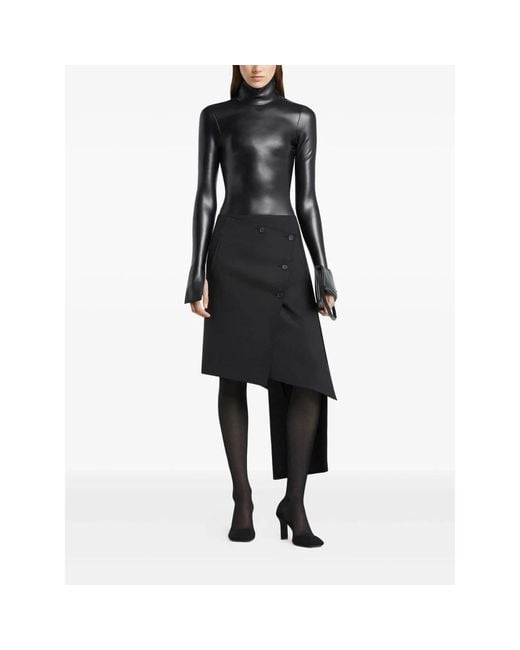 Courreges Rokken ,Zwart ,Oblique Midi Rok in het Black