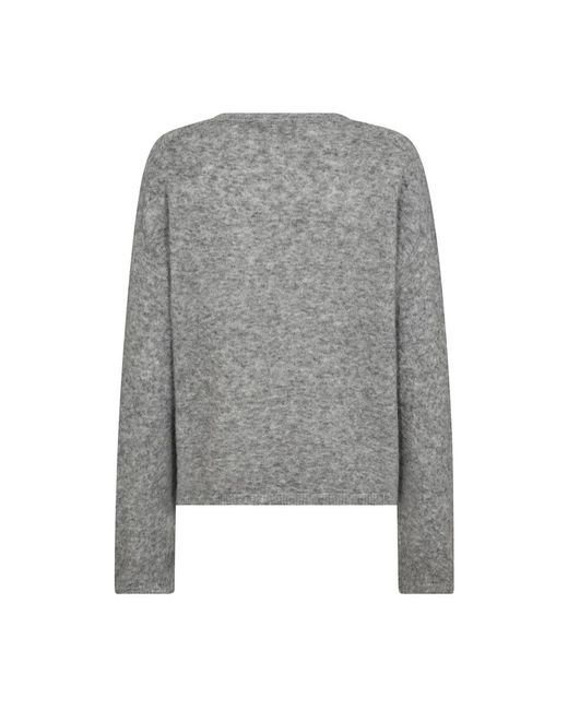 Mos Mosh Gebreide O-Neck Pullover in het Gray