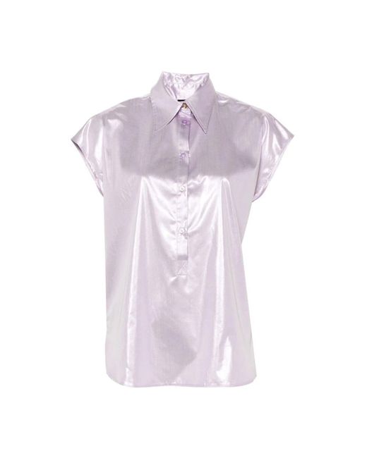 Camicia lilla senza maniche con filo metallico di Pinko in Purple