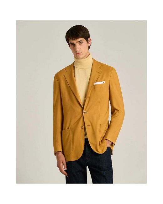 Kiton Cashmere Single-Breasted Jas in het Yellow voor heren