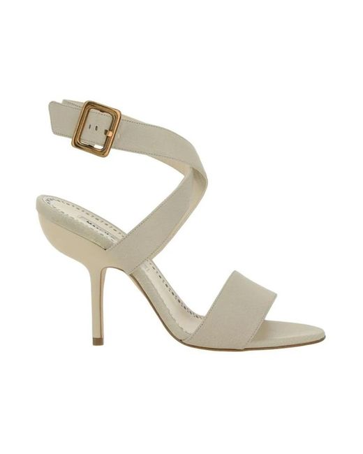 Manolo Blahnik High Heel Sandals in het Metallic
