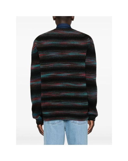 Paul Smith Schwarzer Gestreifter V-Ausschnitt Pullover in Black für Herren