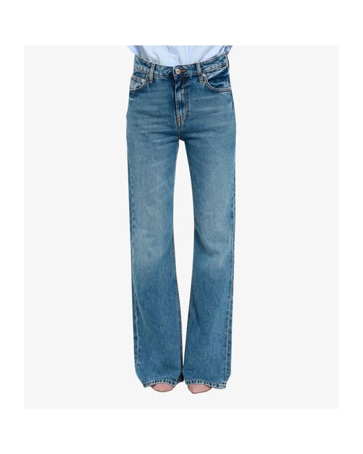 Roy Rogers Jeans ,Blauw ,Denim Flare Denim Jeans Met Mid-Rise Taille in het Blue