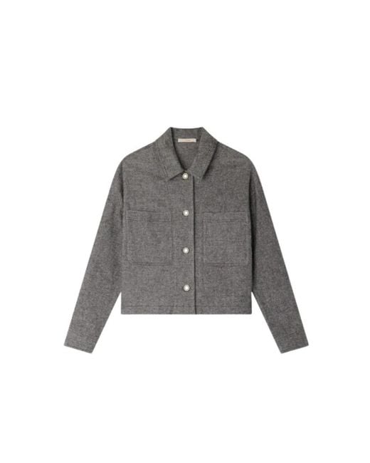 Sessun Jassen ,Grijs ,Katoen Notteri Overshirt in het Gray