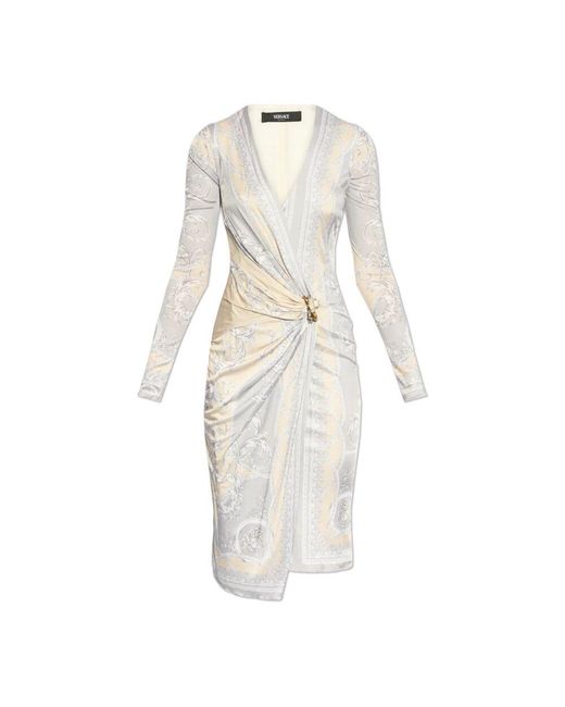 Versace White Kleid mit la coupe des dieux-druck