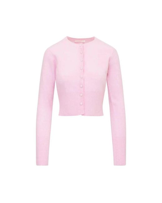 LoveShackFancy Pink Kaschmir schleifen-patch-strickjacke