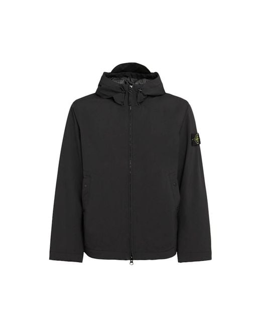 Stone Island Soft Shell-R Hooded Jacket in het Black voor heren