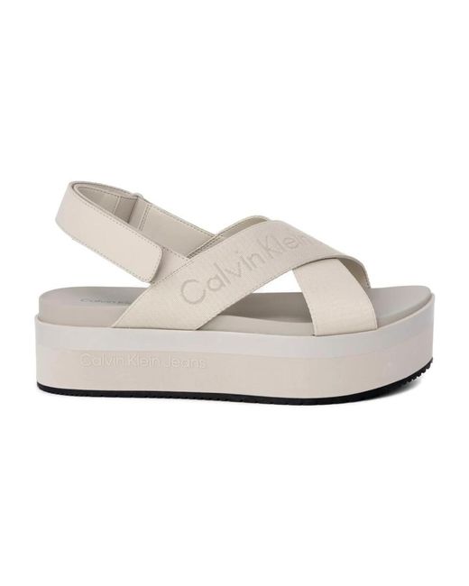 Calvin Klein White Flat Sandals