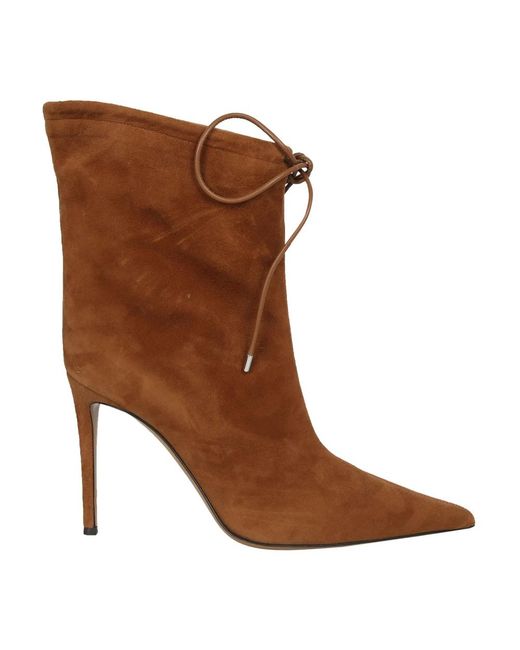 Alexandre Vauthier Brown Spitze Stiefel.