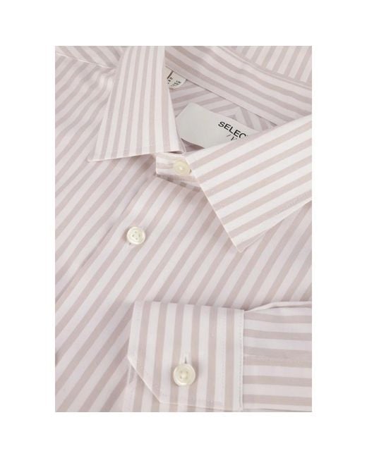 SELECTED Overhemden ,Katoen Slhslim-Performance Shirt Ls Noos in het Natural voor heren