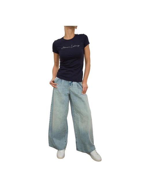 Armani Exchange Blue Wide Jeans