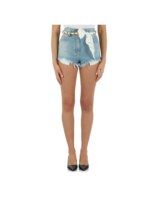 Shorts jeans cinque tasche con cintura rimovibile di Elisabetta Franchi in Blue