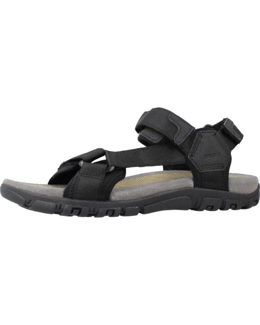 Geox Strada flache sandalen,bequeme flache sandalen für männer in Black für Herren